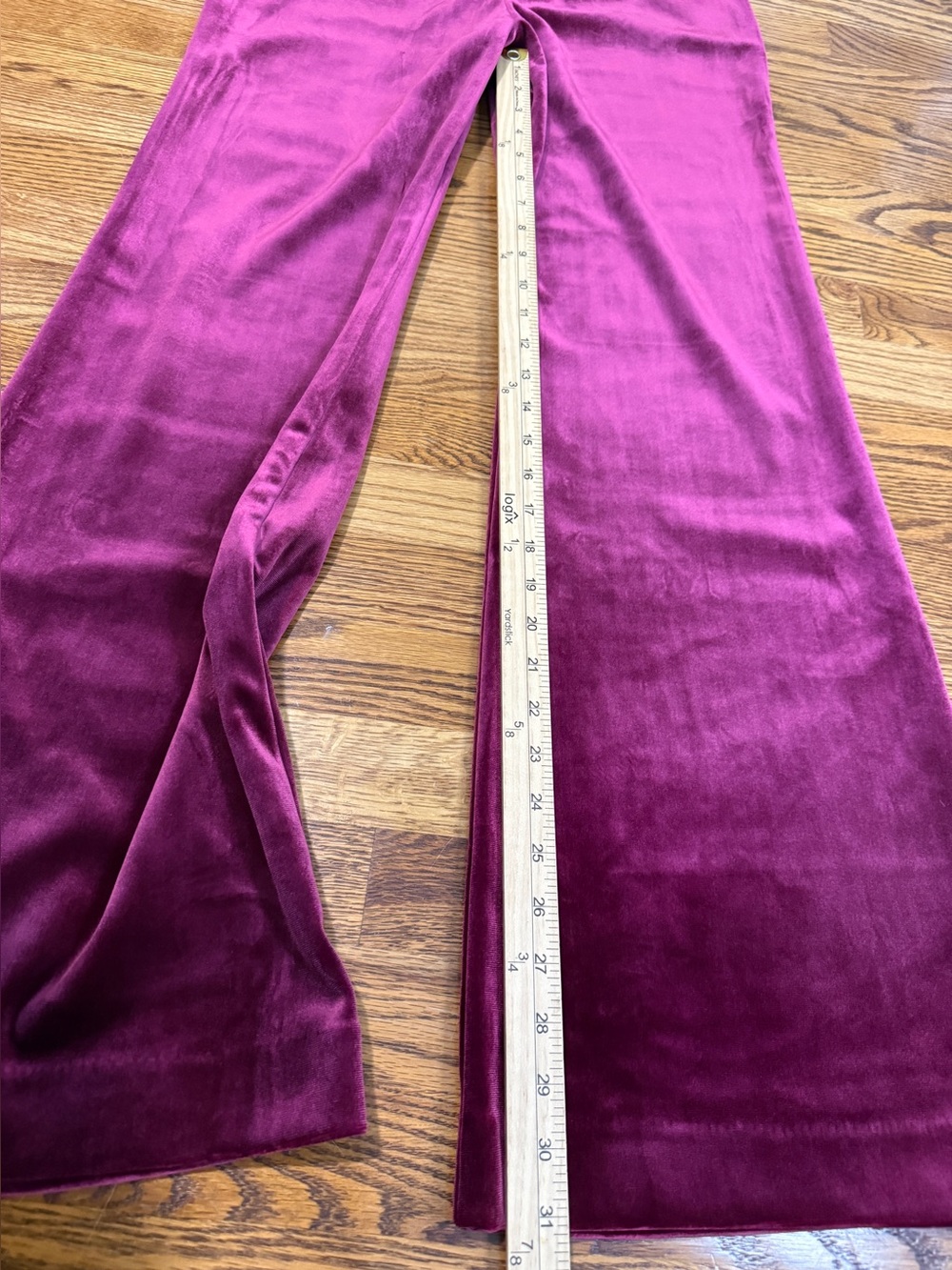 NWT Express The Editor Wide Leg Velvet Trouser Pants Berry Plum Size 4 Regular - Picture 6 of 9